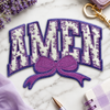 CP1240 - Amen Floral Chenille Bow Patch - Lavender