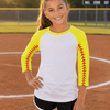 Softball Sleeve Raglan Kids - White/Yellow