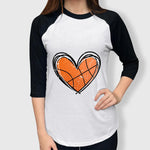 ILTEX Apparel Adult Clothing Basketball Heart Raglan Tee