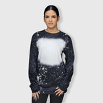 ILTEX Apparel Adult Clothing Black / Small FAUX Bleached Long Sleeve Tee