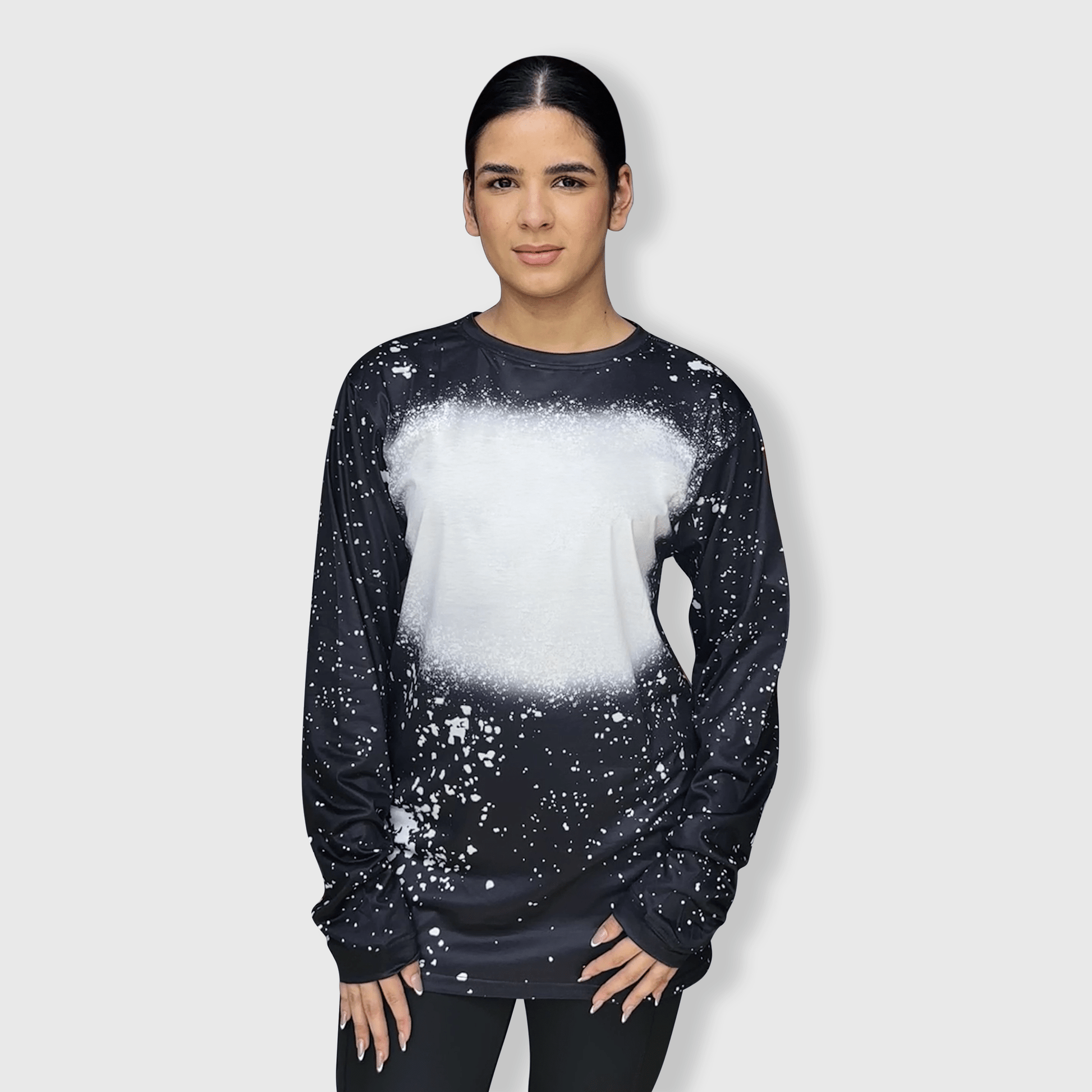 ILTEX Apparel Adult Clothing Black / Small FAUX Bleached Long Sleeve Tee