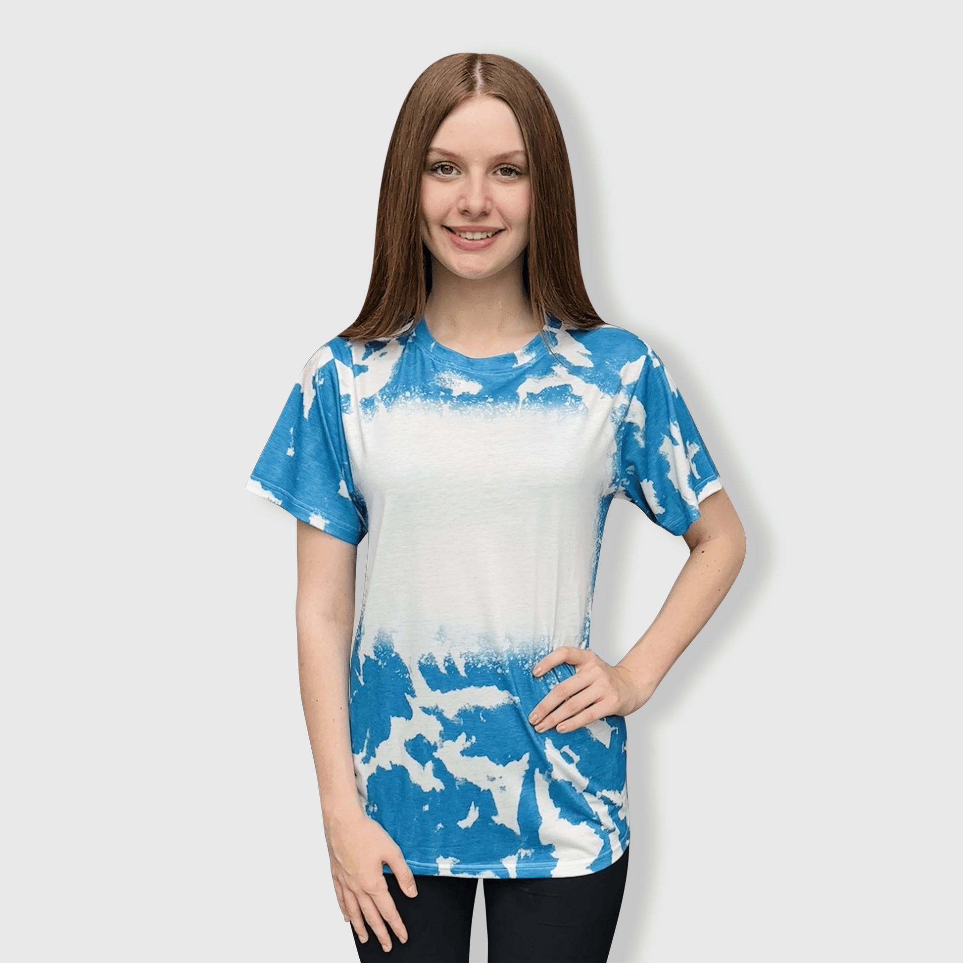 ILTEX Apparel Adult Clothing Blue / Small Cloud Distressed Blank Faux Bleached Top