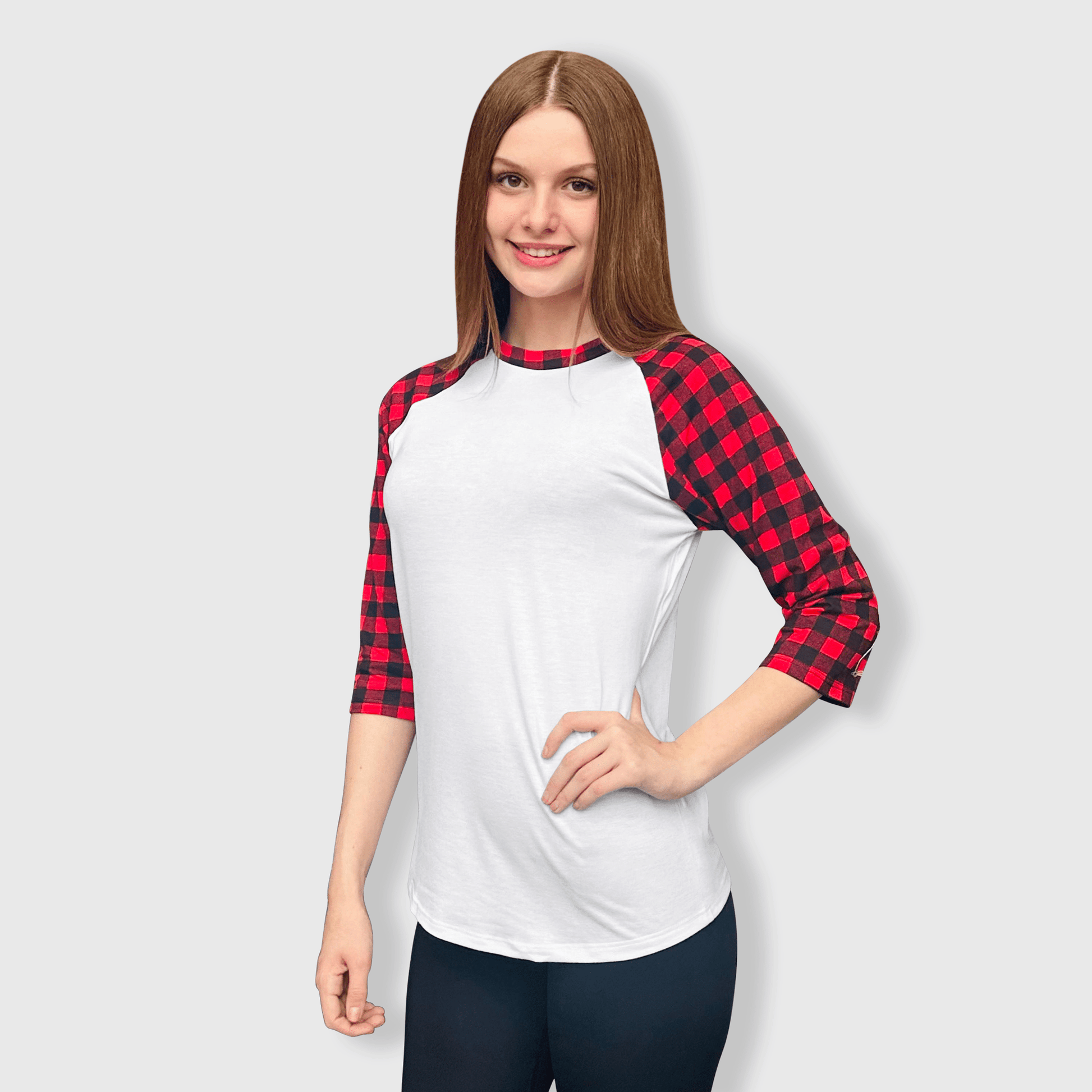 ILTEX Apparel Adult Clothing Buffalo Plaid White Red Top Adult