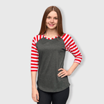 ILTEX Apparel Adult Clothing Candy Cane Charcoal Red Stripes Top