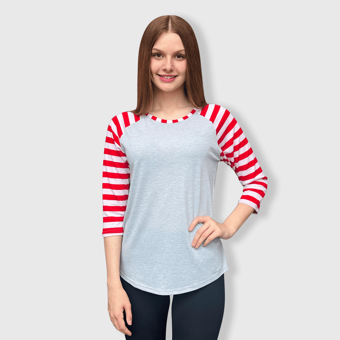 ILTEX Apparel Adult Clothing Candy Cane Gray Red Stripes Top