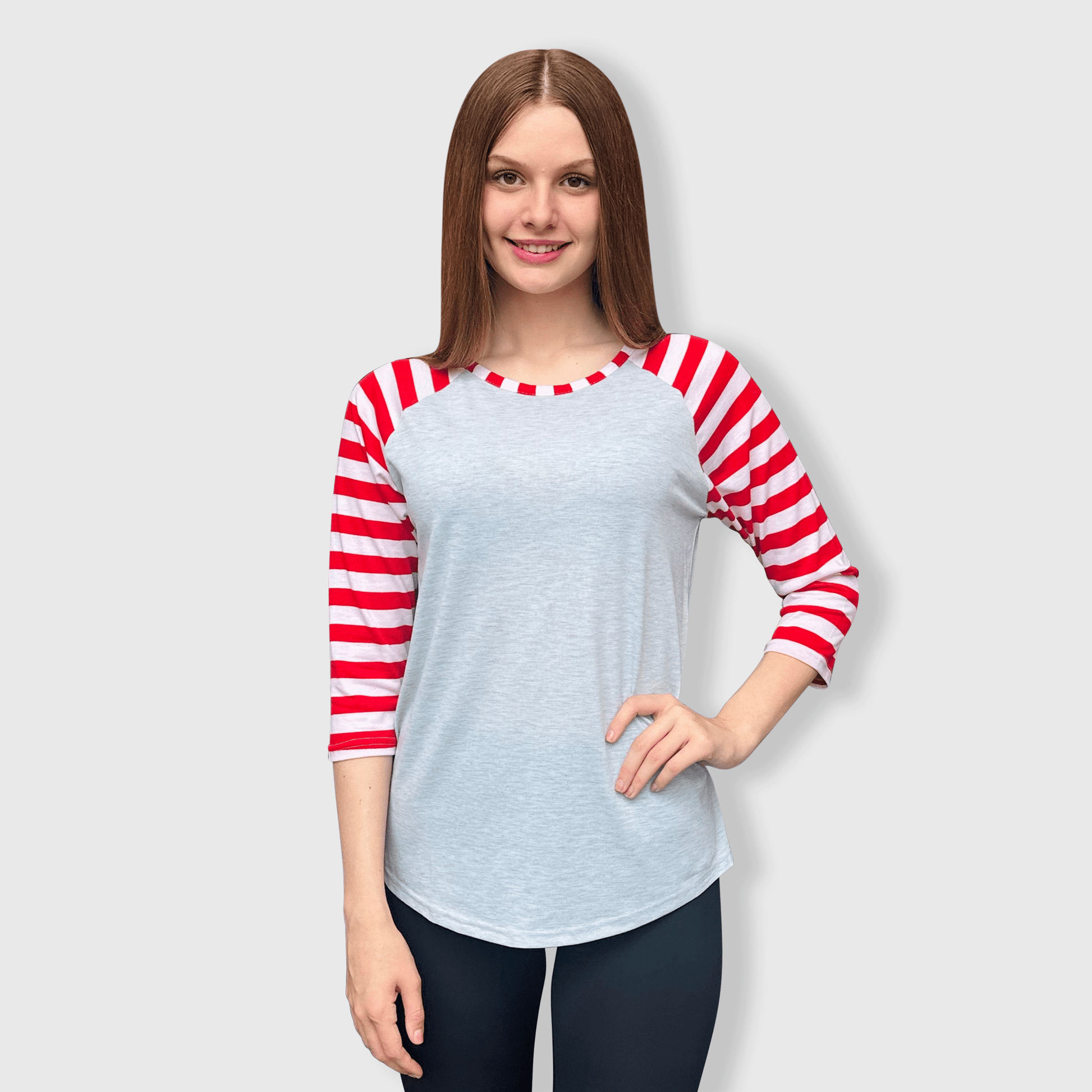 ILTEX Apparel Adult Clothing Candy Cane Gray Red Stripes Top
