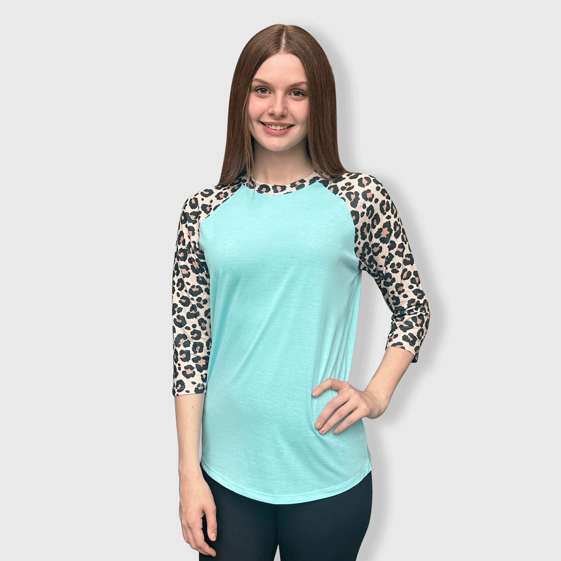 ILTEX Apparel Adult Clothing Cheetah Light Cyan Polyester Top