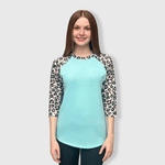 ILTEX Apparel Adult Clothing Cheetah Light Cyan Polyester Top