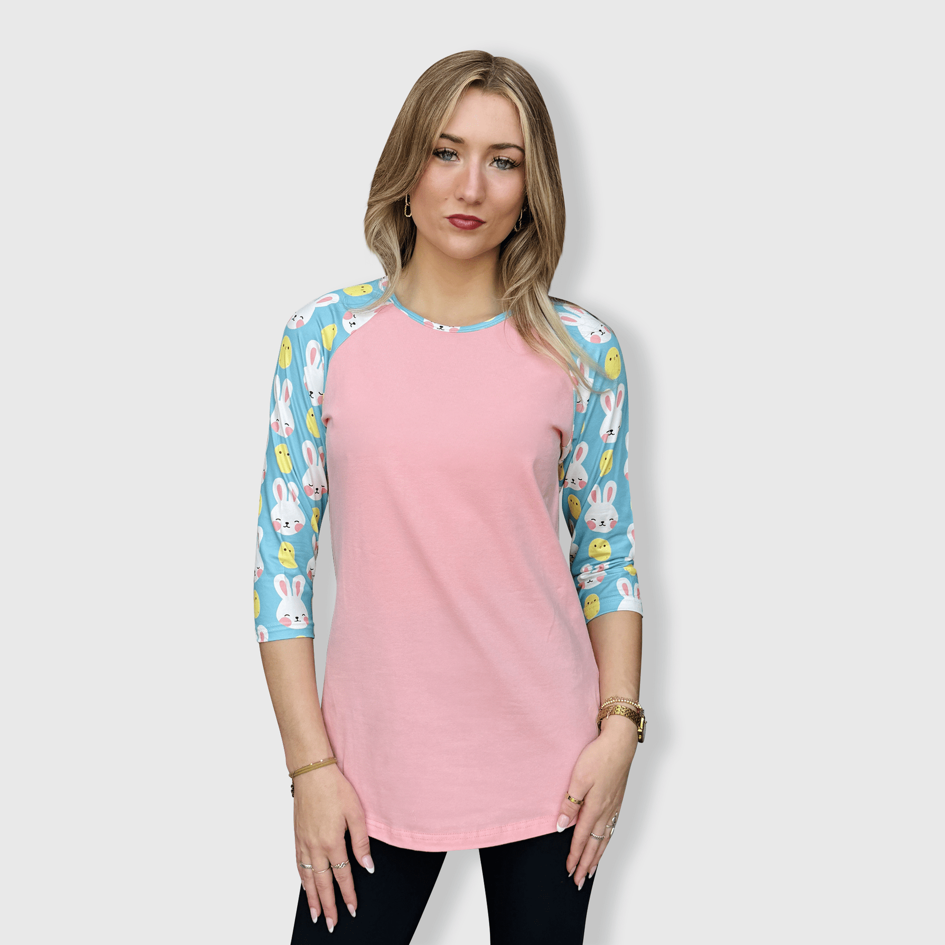 ILTEX Apparel Adult Clothing Easter Coral Bunny Egg Top