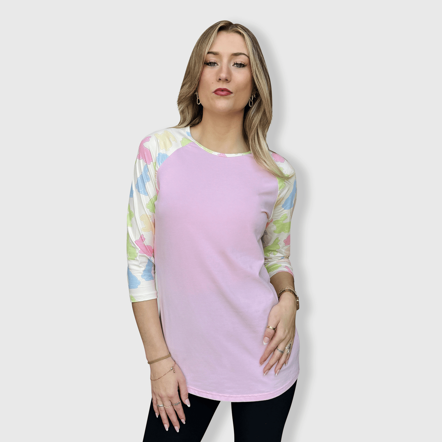 ILTEX Apparel Adult Clothing Easter Pink Bunny Top