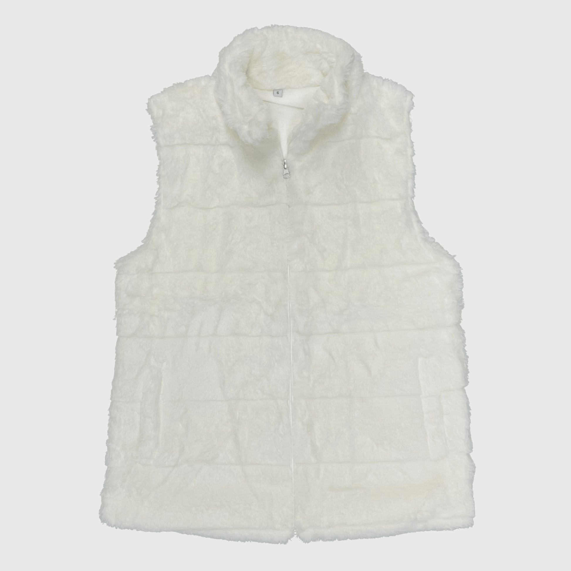 ILTEX Apparel Adult Clothing Fluffy White Sherpa Vest Women