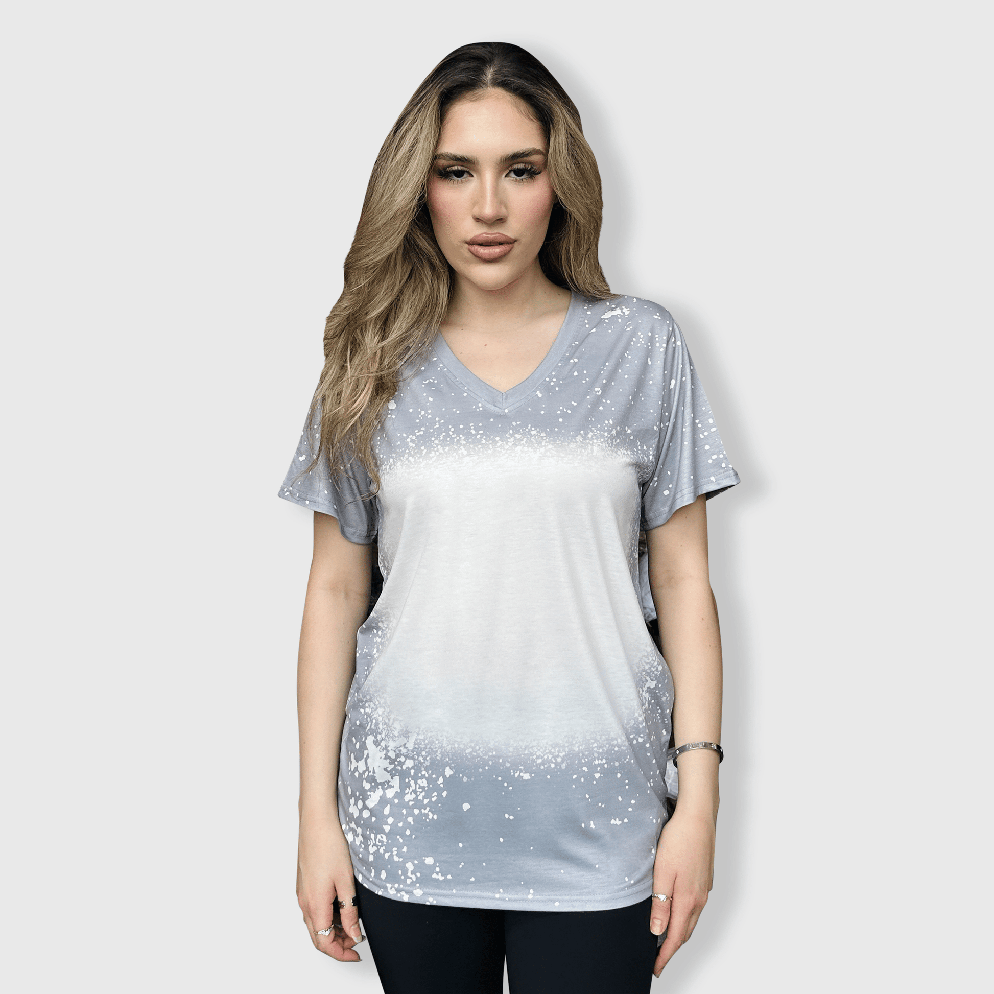 ILTEX Apparel Adult Clothing Gray / Small V-Neck FAUX Bleached Tees