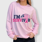 ILTEX Apparel Adult Clothing I’m a Survivor Tee - Pink Sweatshirt