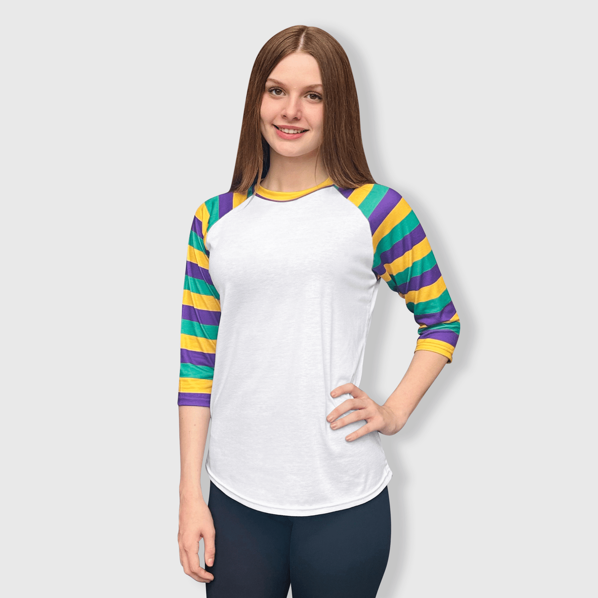 ILTEX Apparel Adult Clothing Mardi Gras Striped White Polyester Top