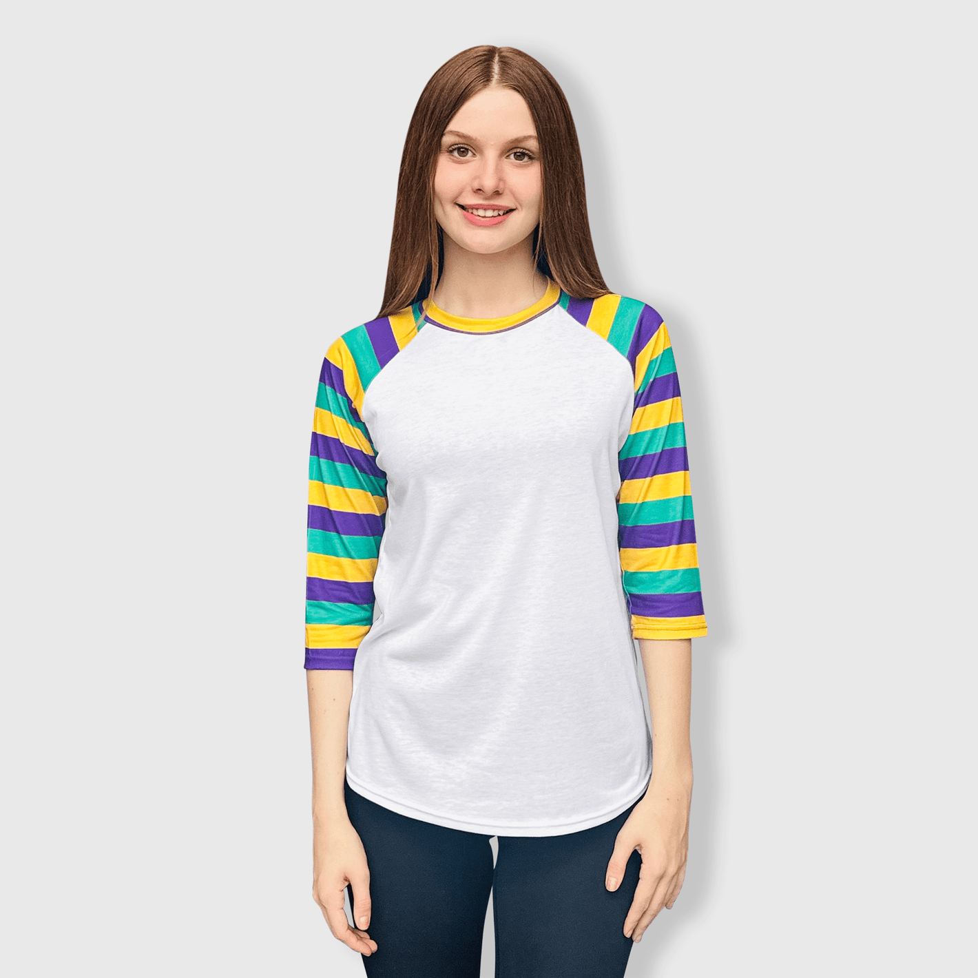 ILTEX Apparel Adult Clothing Mardi Gras Striped White Polyester Top