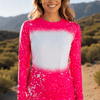 FAUX Bleached Long Sleeve Tee - Pink