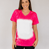 V-Neck FAUX Bleached Tees - Pink