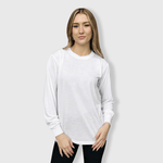 ILTEX Apparel Adult Clothing Polyester White Cotton-Feel Long Sleeve Tee