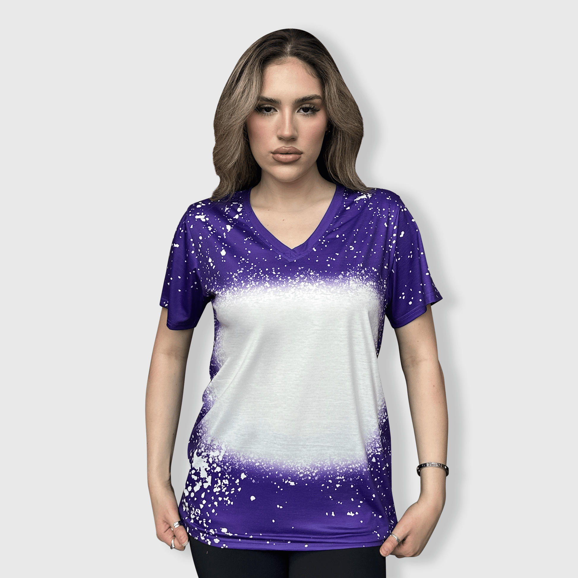 ILTEX Apparel Adult Clothing Purple / Small V-Neck FAUX Bleached Tees