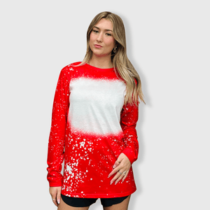 ILTEX Apparel Adult Clothing Red / Small FAUX Bleached Long Sleeve Tee