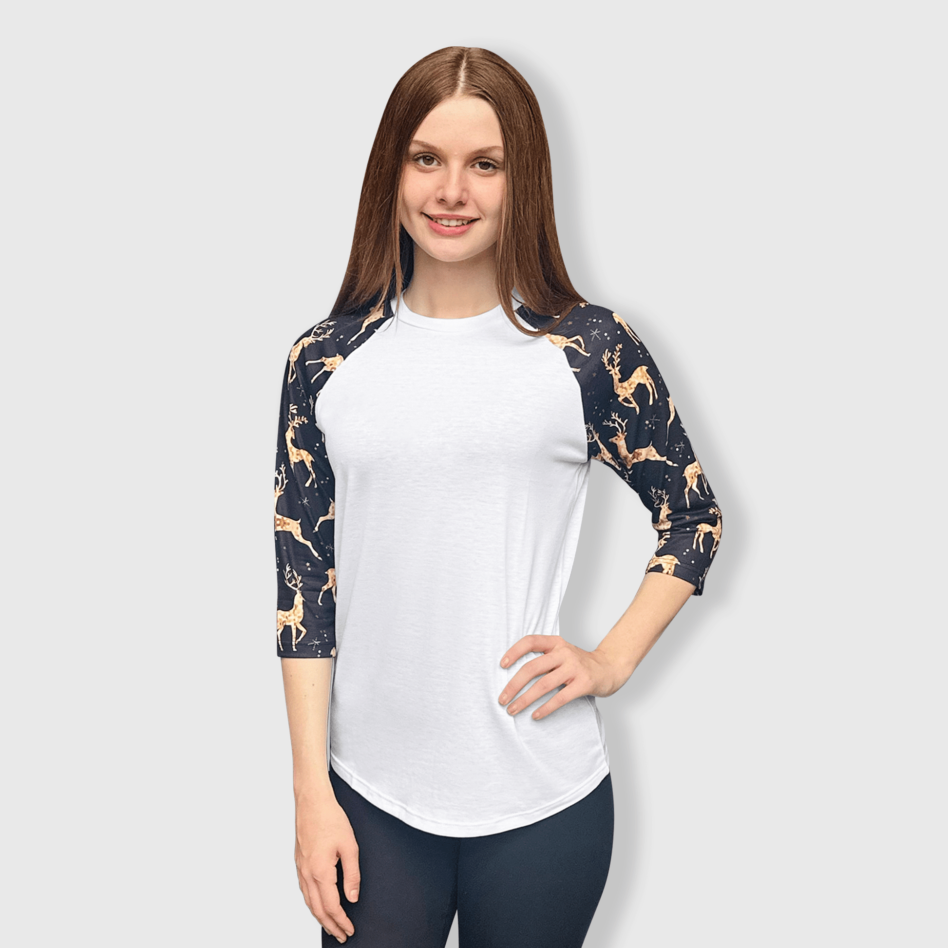 ILTEX Apparel Adult Clothing Reindeer Gold White Polyester Top