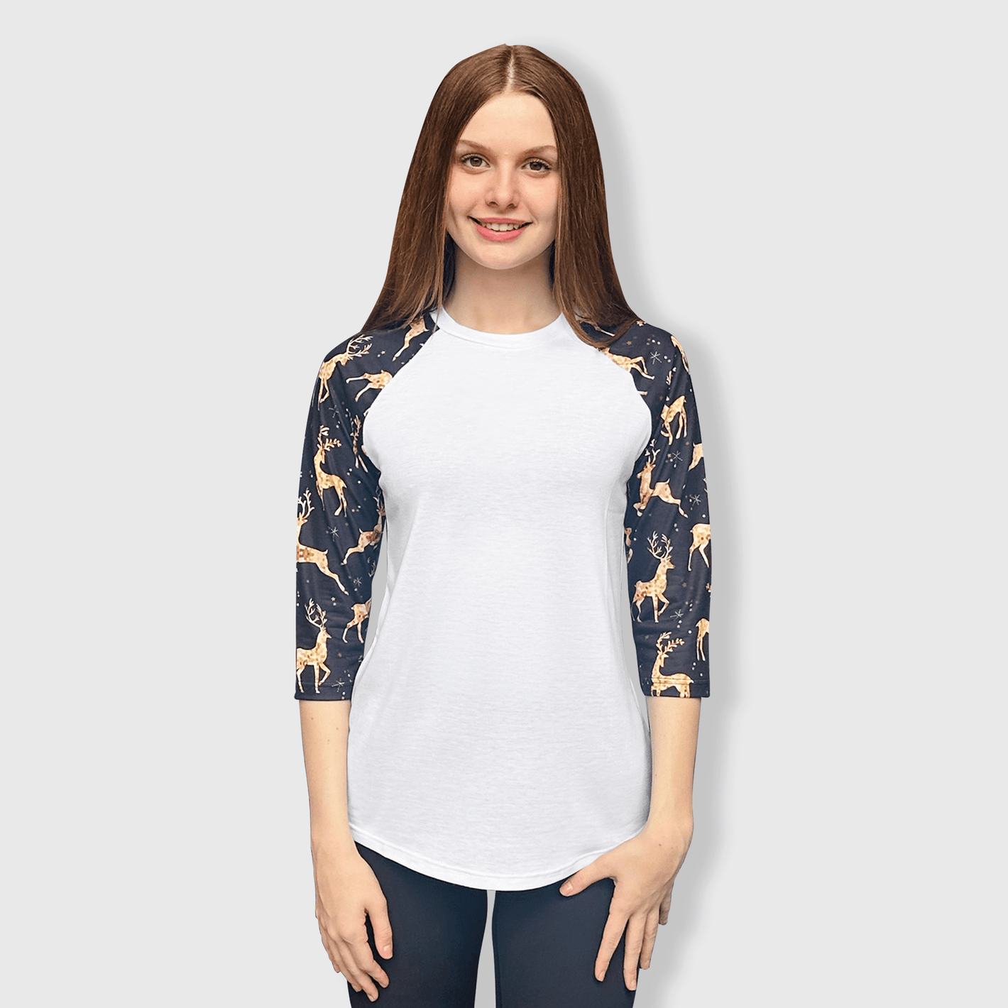 ILTEX Apparel Adult Clothing Reindeer Gold White Polyester Top