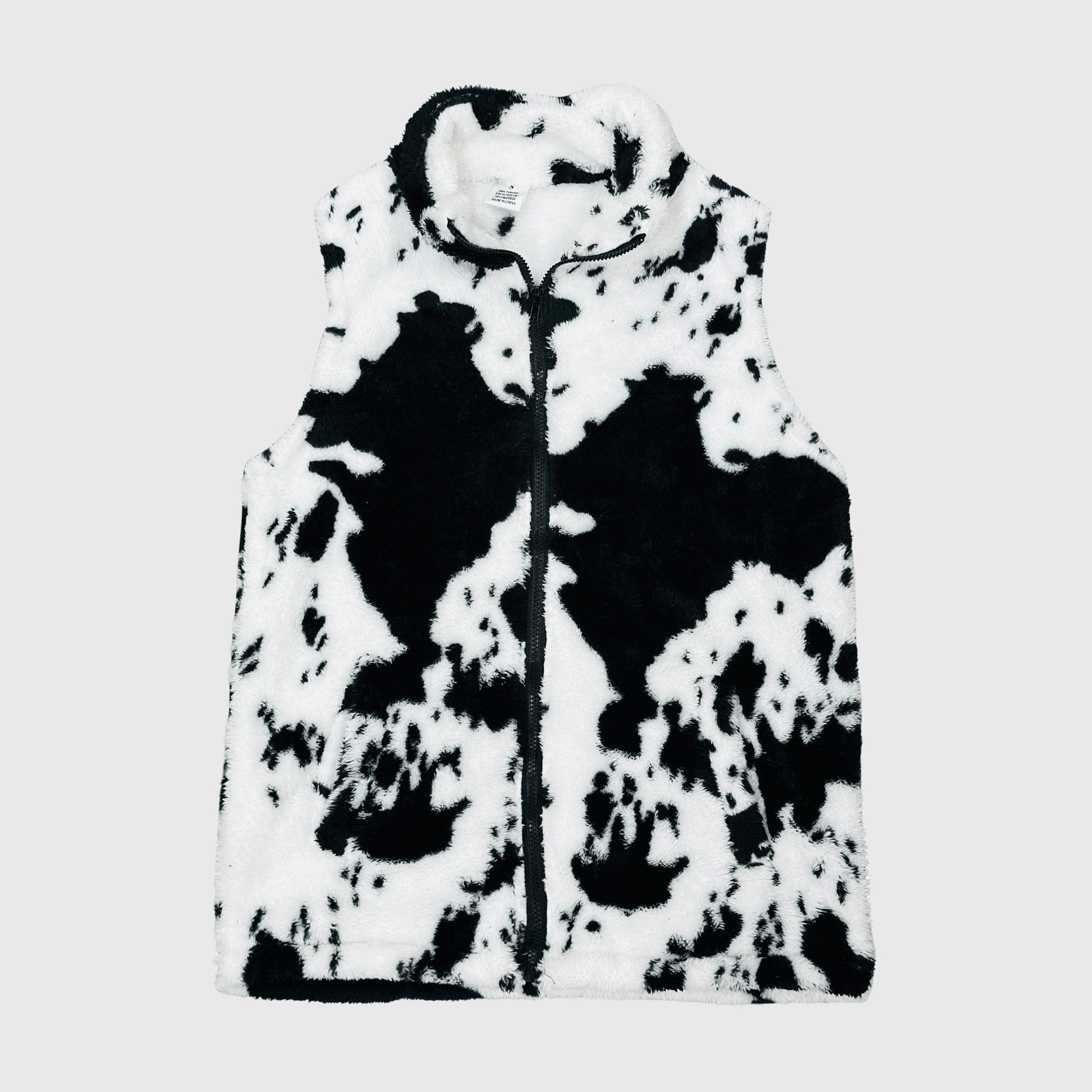 ILTEX Apparel Adult Clothing Sherpa Black Cow Vest Women