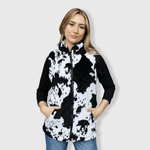 ILTEX Apparel Adult Clothing Sherpa Black Cow Vest Women