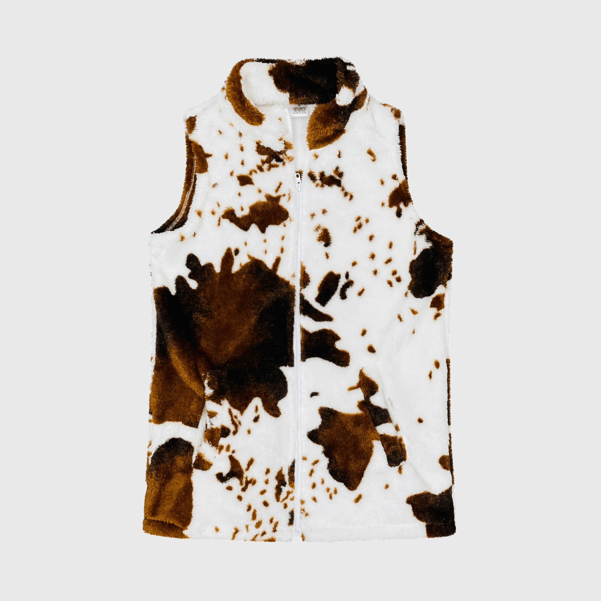 ILTEX Apparel Adult Clothing Sherpa Brown Cow Vest Women