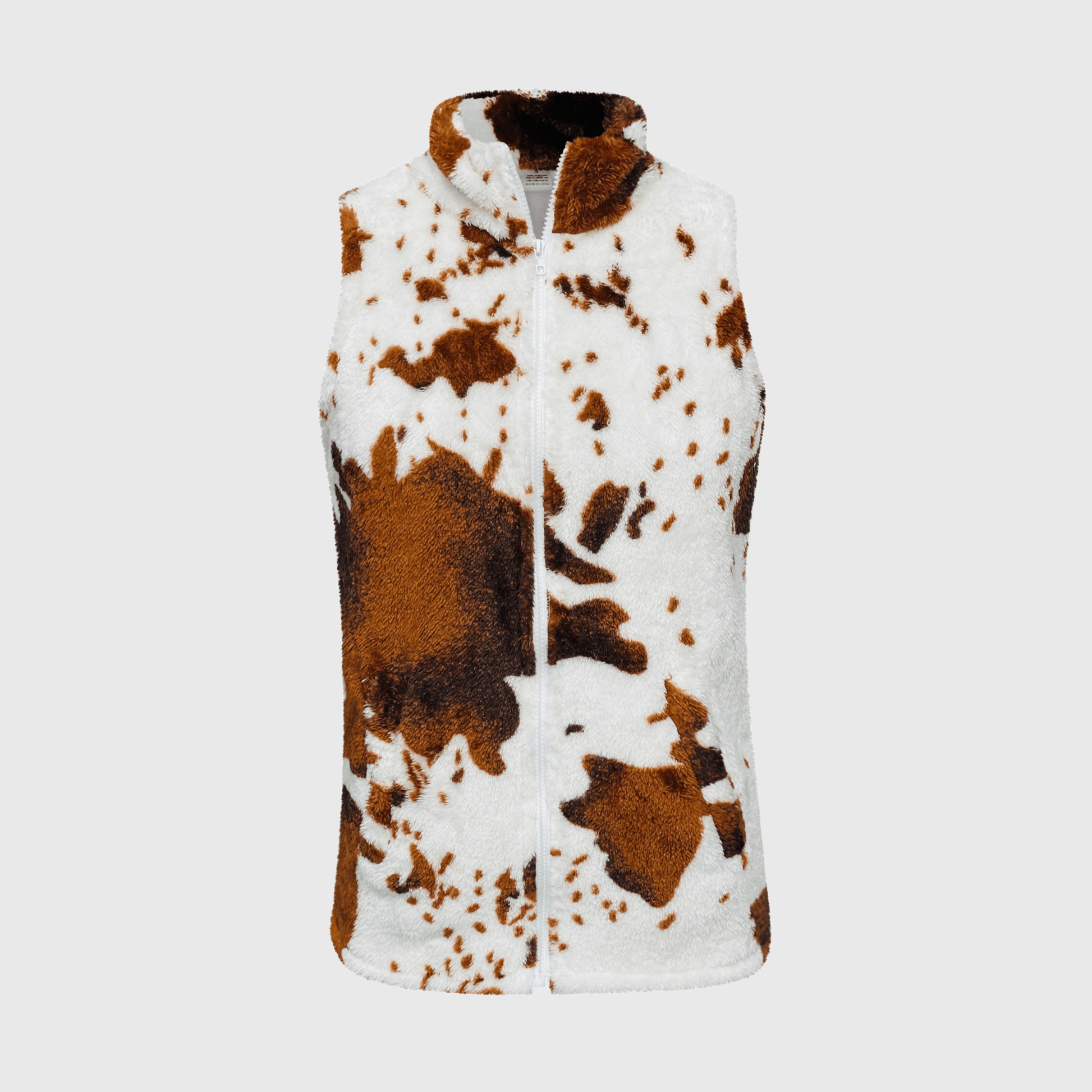 ILTEX Apparel Adult Clothing Sherpa Brown Cow Vest Women