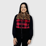 ILTEX Apparel Adult Clothing Sherpa Color Block Plaid Cheetah Vest Women