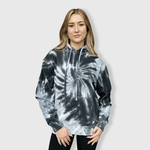 ILTEX Apparel Adult Clothing Tie Dye Black Spiral Heavyweight Hoodie