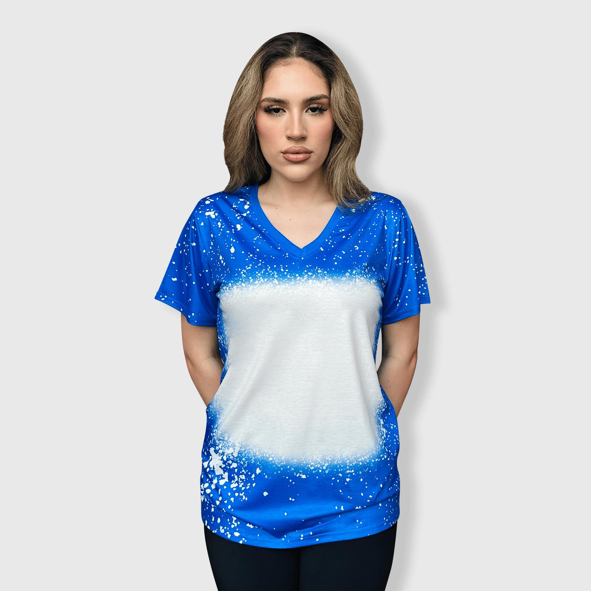 ILTEX Apparel Adult Clothing V-Neck FAUX Bleached Tees
