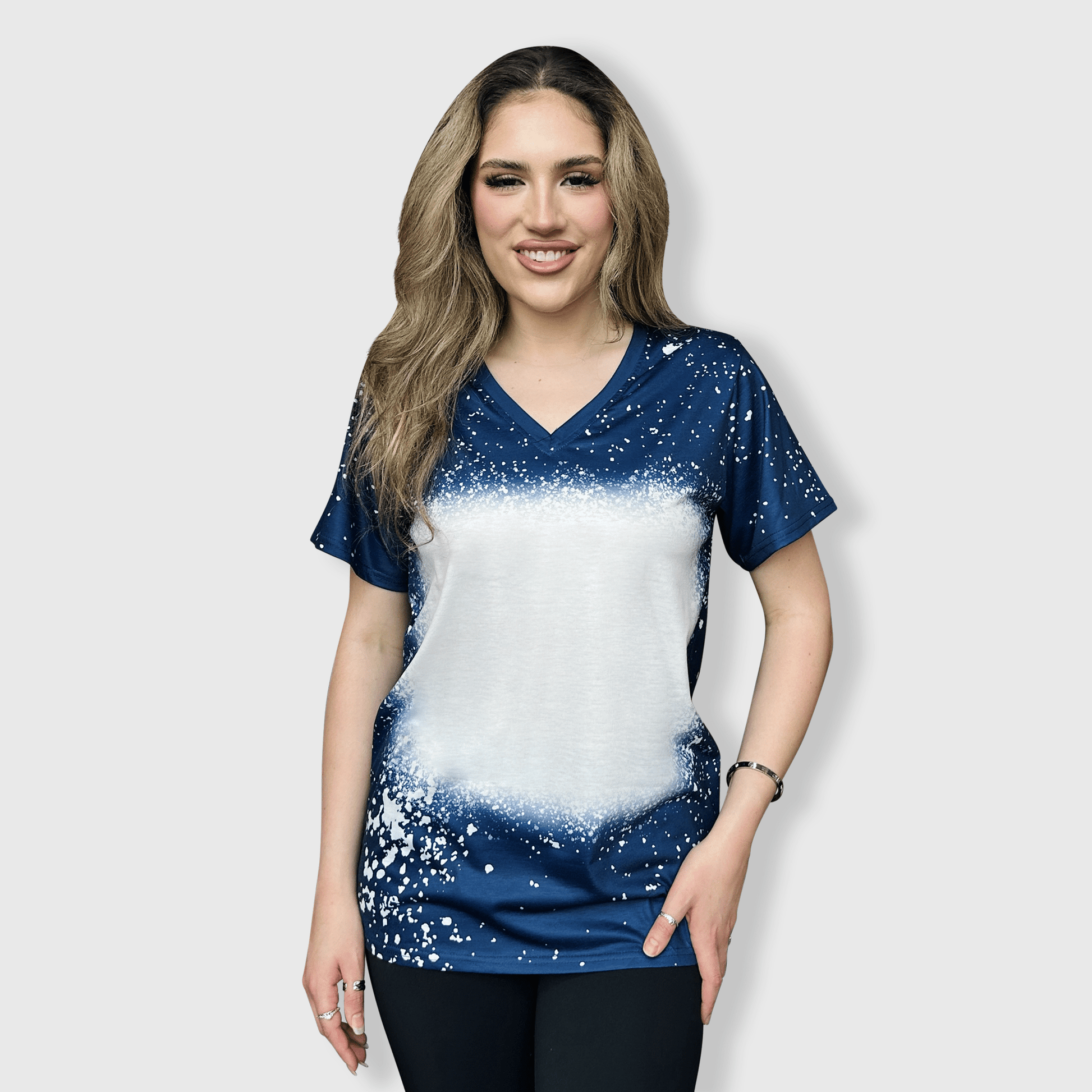 ILTEX Apparel Adult Clothing V-Neck FAUX Bleached Tees