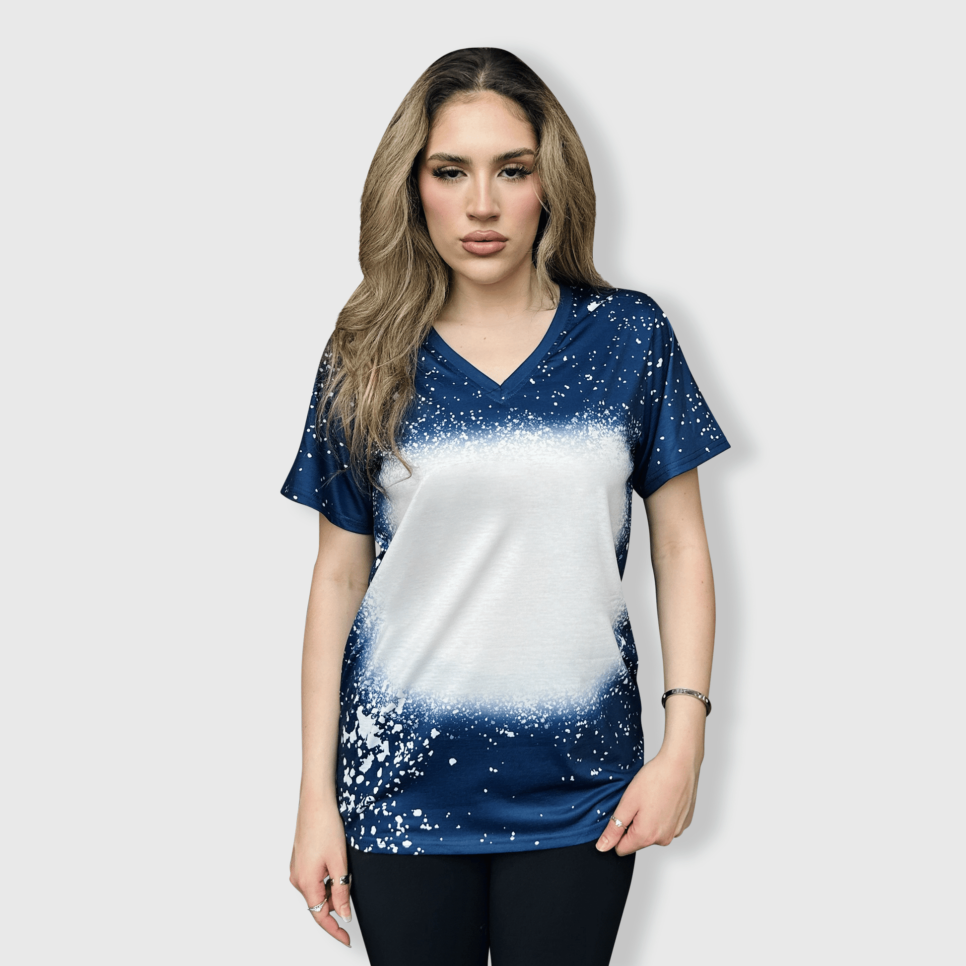 ILTEX Apparel Adult Clothing V-Neck FAUX Bleached Tees