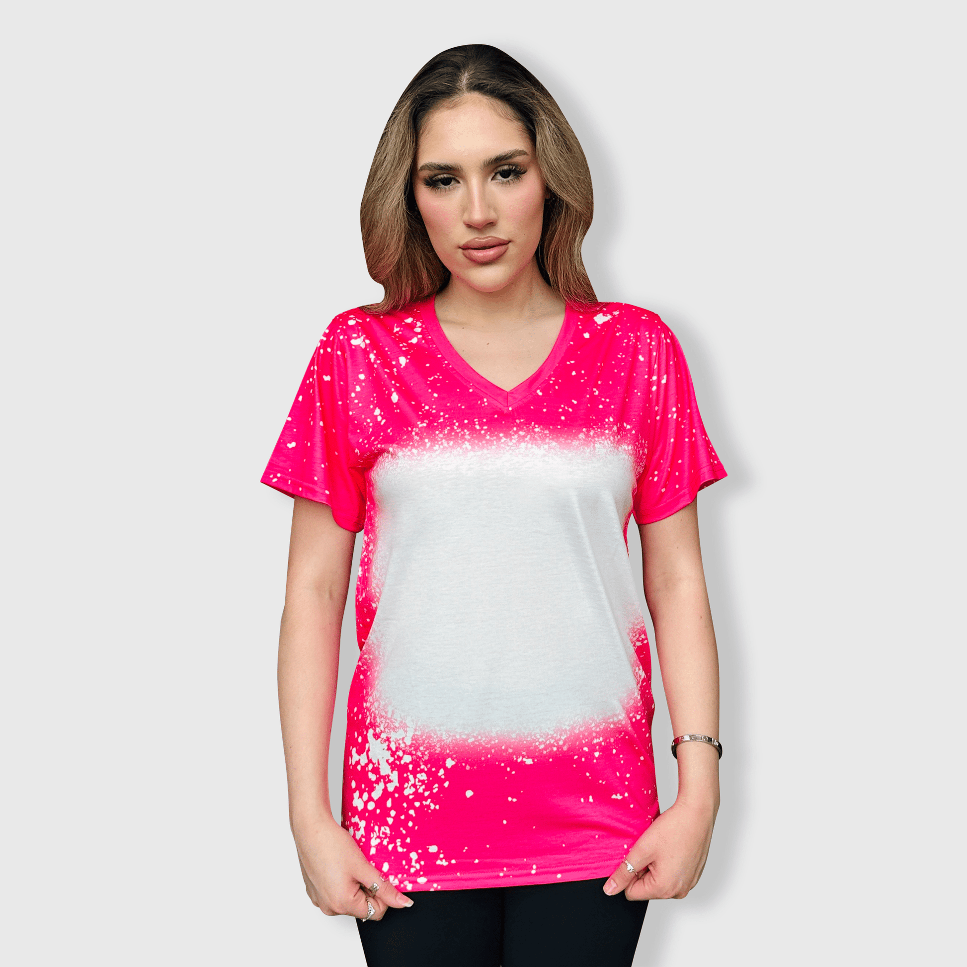 ILTEX Apparel Adult Clothing V-Neck FAUX Bleached Tees