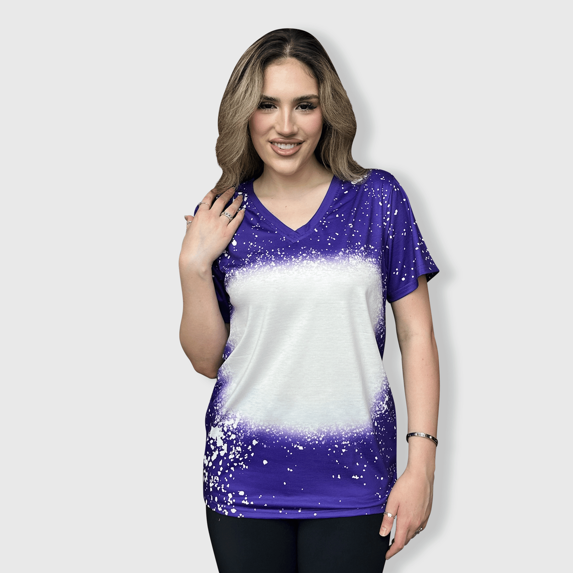 ILTEX Apparel Adult Clothing V-Neck FAUX Bleached Tees