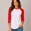 Baseball Polyester Raglan Tee - White Body - White/Red