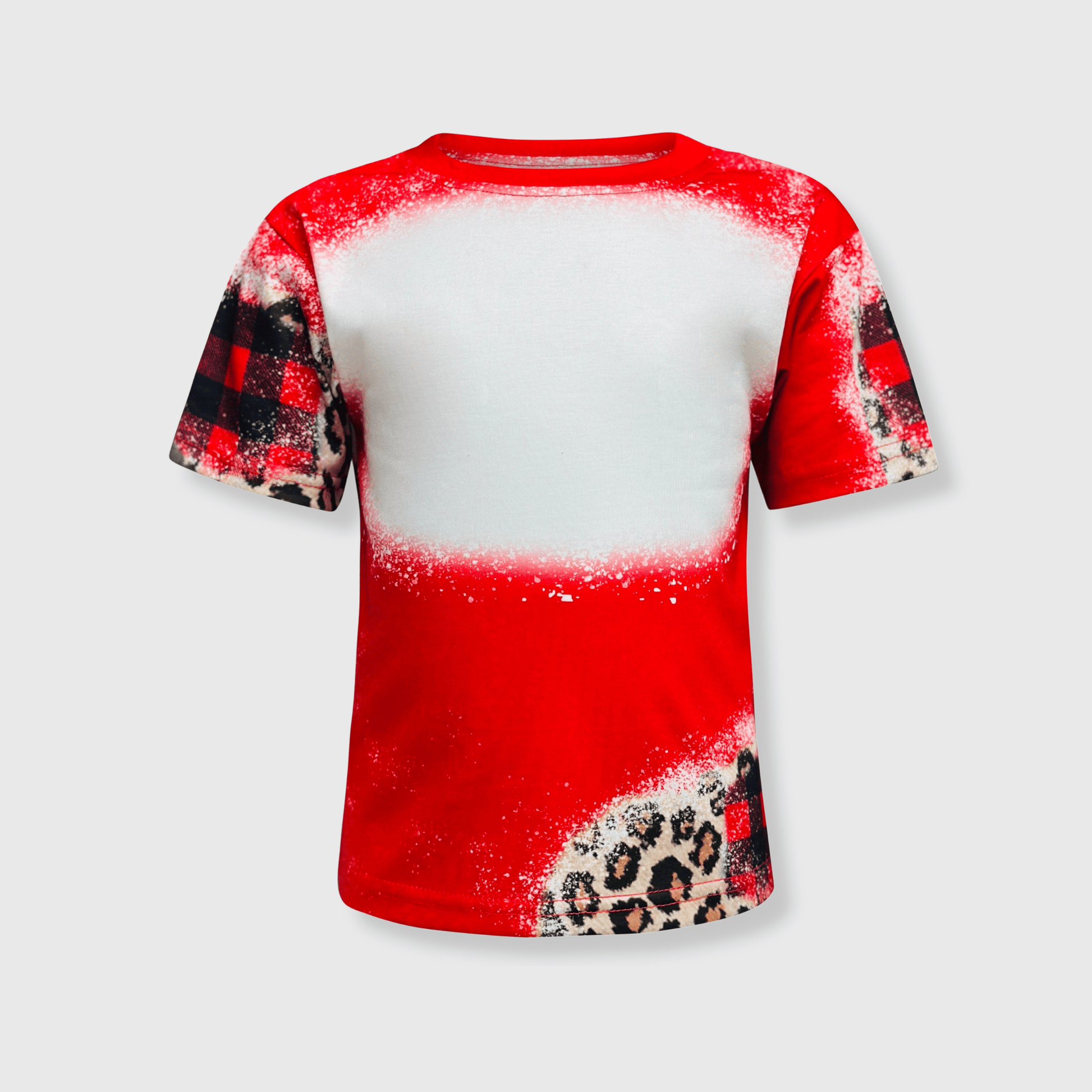 ILTEX Apparel Cheetah Plaid Red Faux Bleached Kids Top