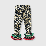 ILTEX Apparel Cheetah Ruffle Green Red Plaid Pants