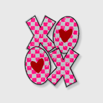 ILTEX Apparel Chenille Patches CP1140 - XOXO Pink Silver Glitter