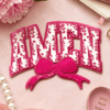 CP1240 - Amen Floral Chenille Bow Patch - Pink