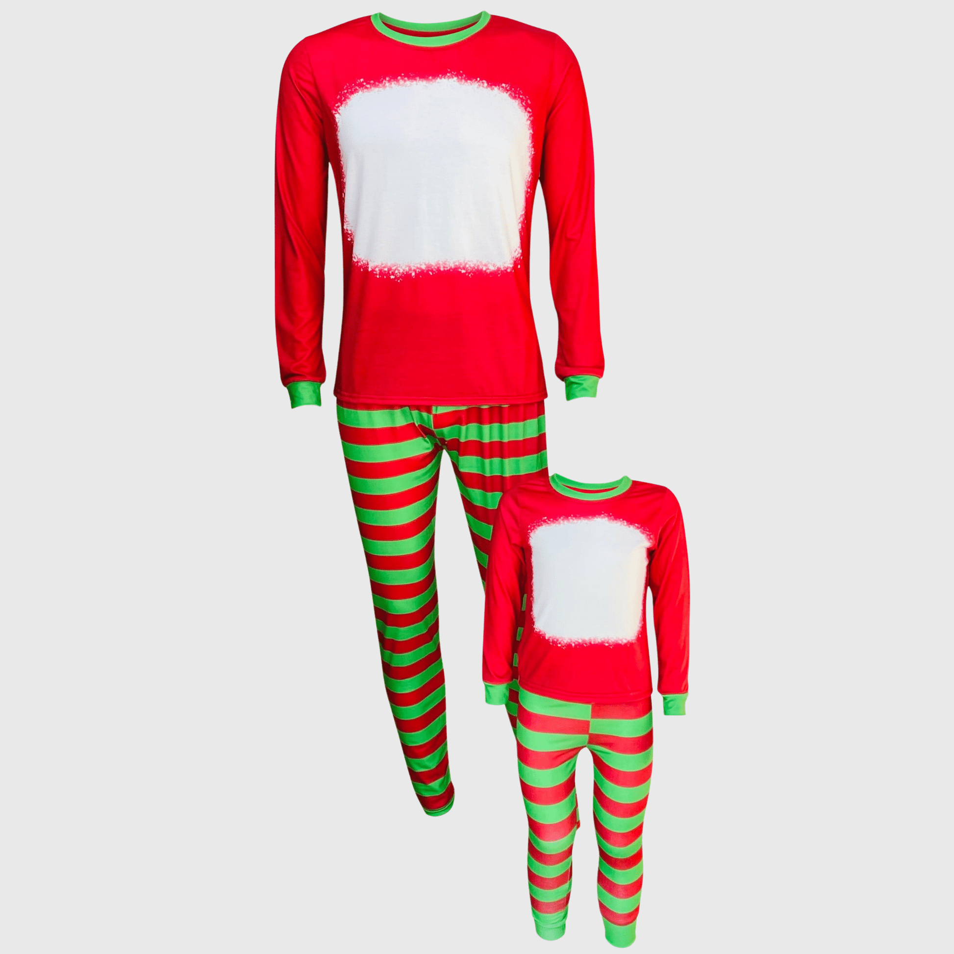 ILTEX Apparel Christmas FAUX Bleached Red Green Family Pajama Set (Kids & Adult)