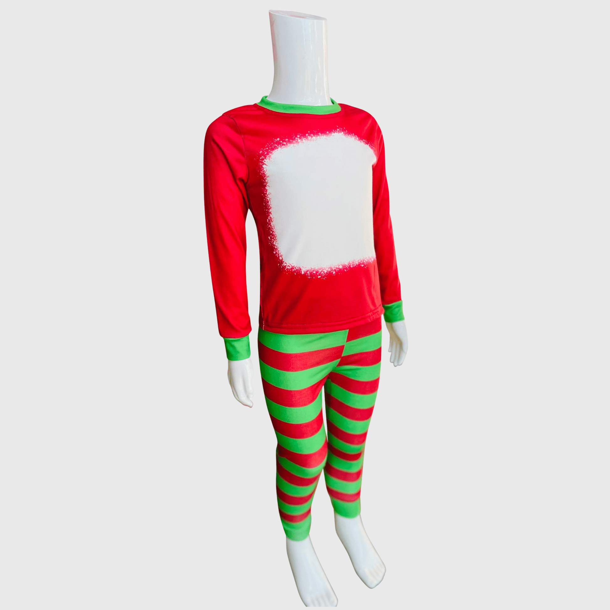 ILTEX Apparel Christmas FAUX Bleached Red Green Family Pajama Set (Kids & Adult)