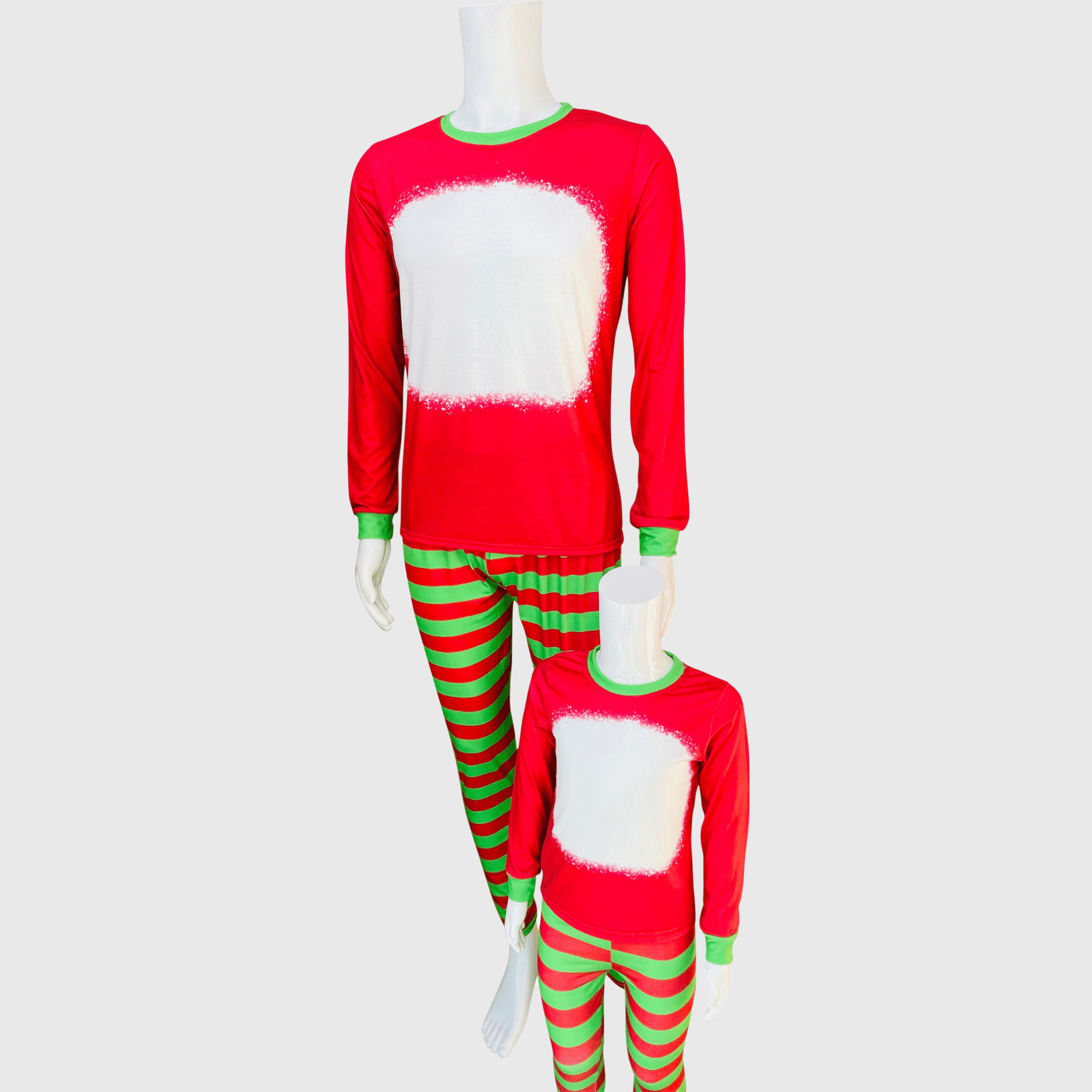 ILTEX Apparel Christmas FAUX Bleached Red Green Family Pajama Set (Kids & Adult)