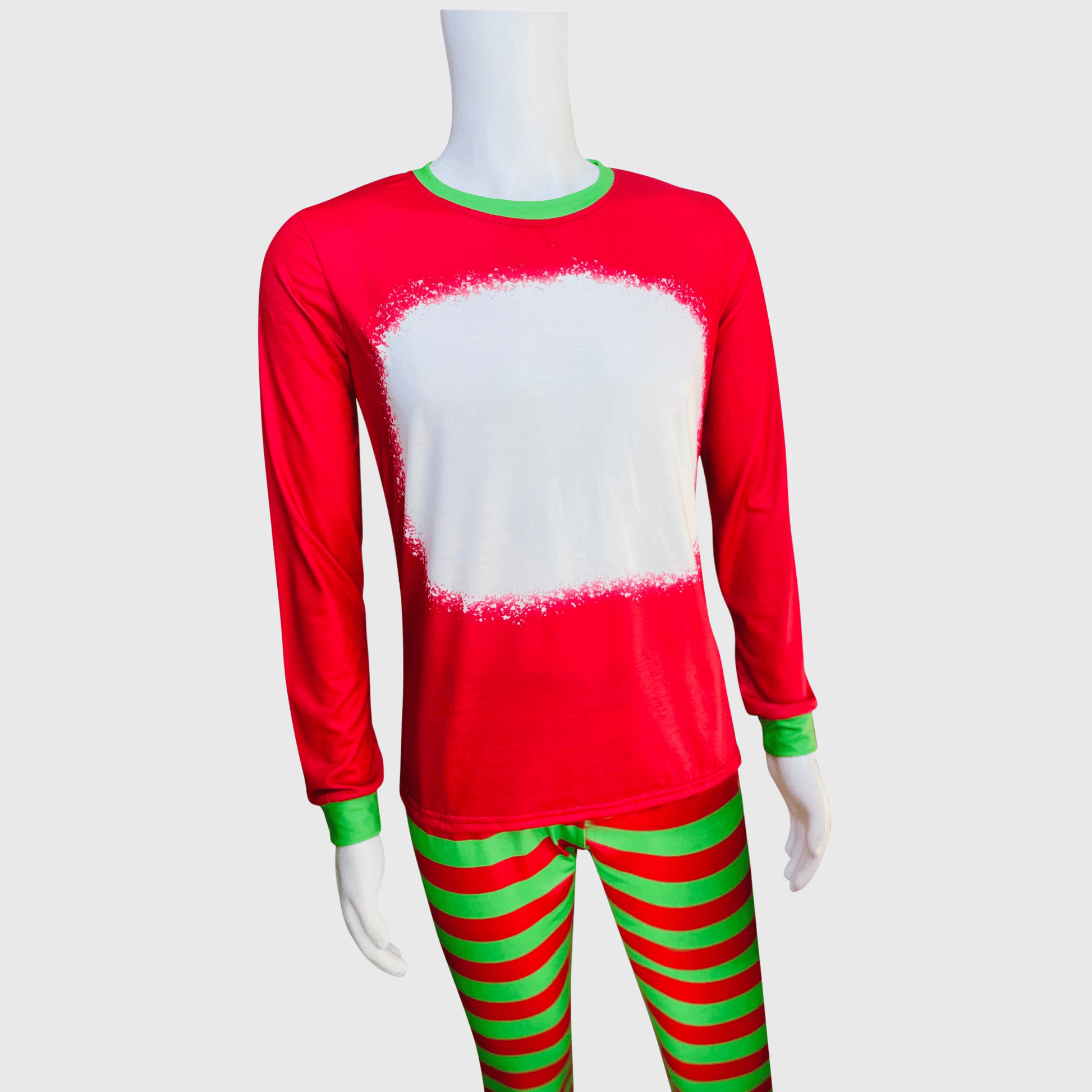 ILTEX Apparel Christmas FAUX Bleached Red Green Family Pajama Set (Kids & Adult)
