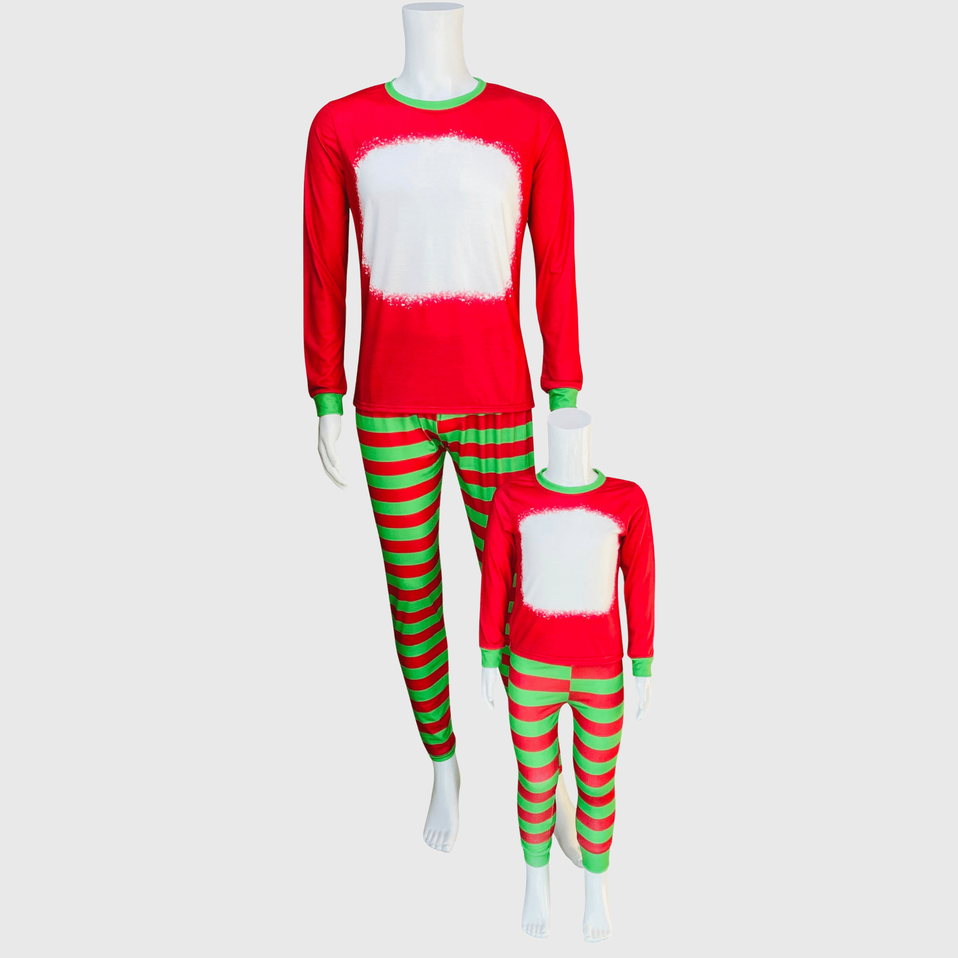 ILTEX Apparel Christmas FAUX Bleached Red Green Family Pajama Set (Kids & Adult)