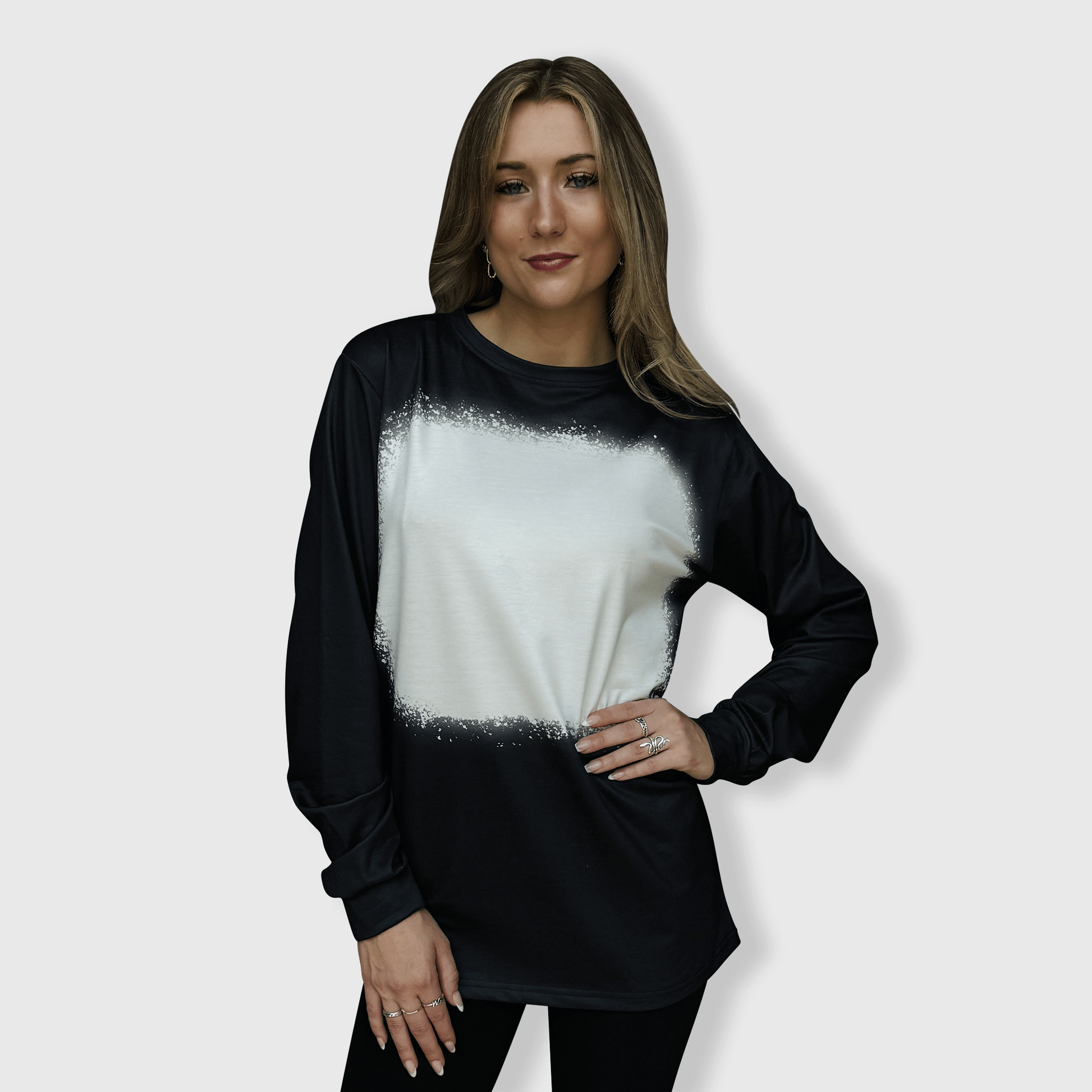 ILTEX Apparel Faux Bleached Crewneck Long Sleeve Top