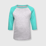 ILTEX Apparel Gray/Tiffany / 6 Months Kids Plain Raglan 3/4 T-Shirt - Gray Body