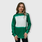 ILTEX Apparel Green / Small Faux Bleached Crewneck Long Sleeve Top